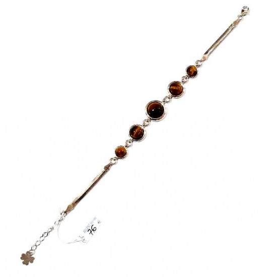 Sterling Silver Tiger's Eye Bracelet B-76-01 Sterling Silver Tiger's Eye Bracelet B-76-01