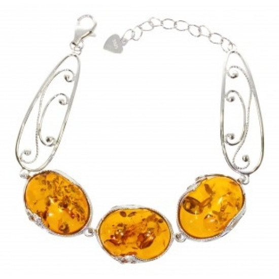 Sterling Silver Amber Bracelet B-126-02 Sterling Silver Amber Bracelet B-126-02