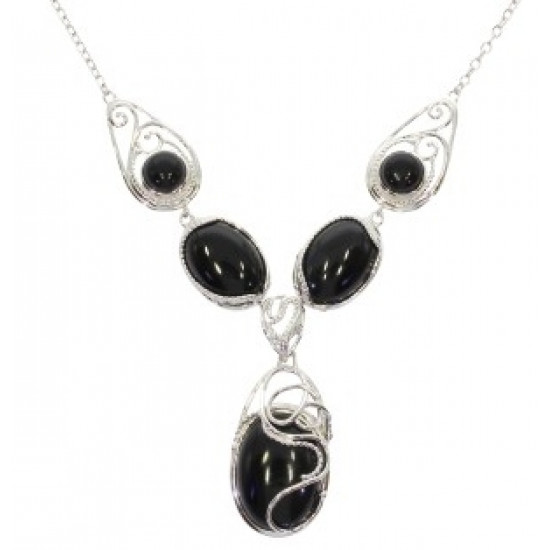 Sterling Silver Black Onyx Necklace Sterling Silver Black Onyx Necklace